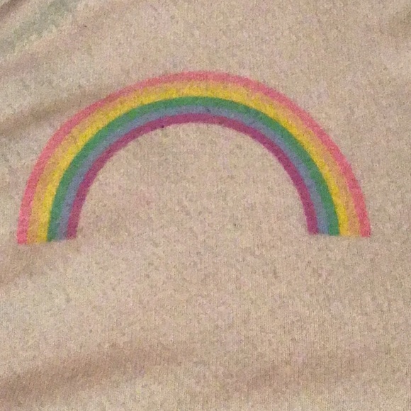 WILDFOX Pale PINK Hoody ZIP UP Rainbow DESIGN FRONT / BACK  SMALL - Picture 1 of 5